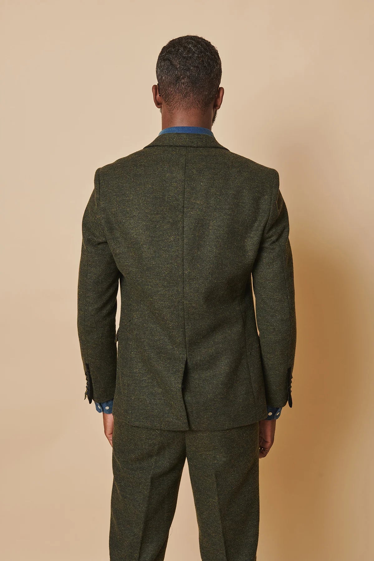 3-piece Men's Suit Tweed Marlow Olive - Marc Darcy