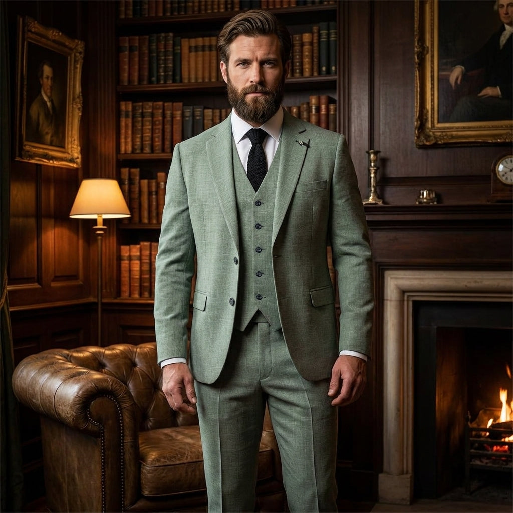 Three-Piece Cavani Sage Slim Fit Suit 2
