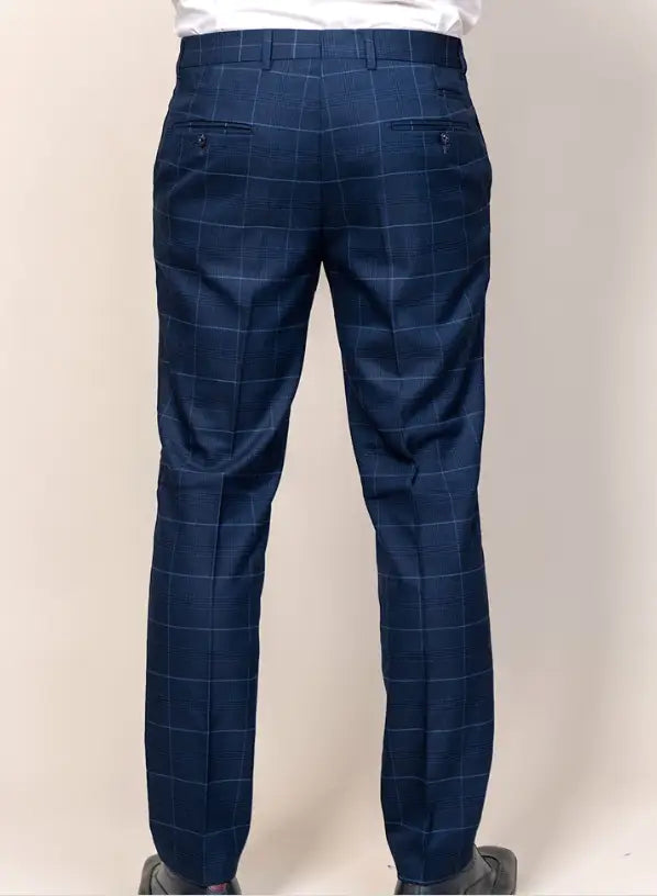 Navy Blue Men's Suit - 2-Piece Checked Suit - Edison Navy