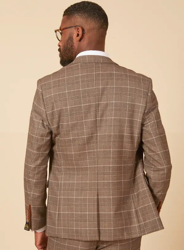 2-Piece Suit - Beige Men's Checked Suit - Marc Darcy 2pc Ray Tan Suit