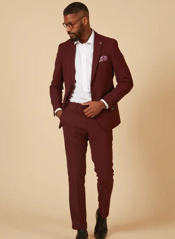 2-piece Wine Red Men's Suit - Marc Darcy Max Wine 2pc