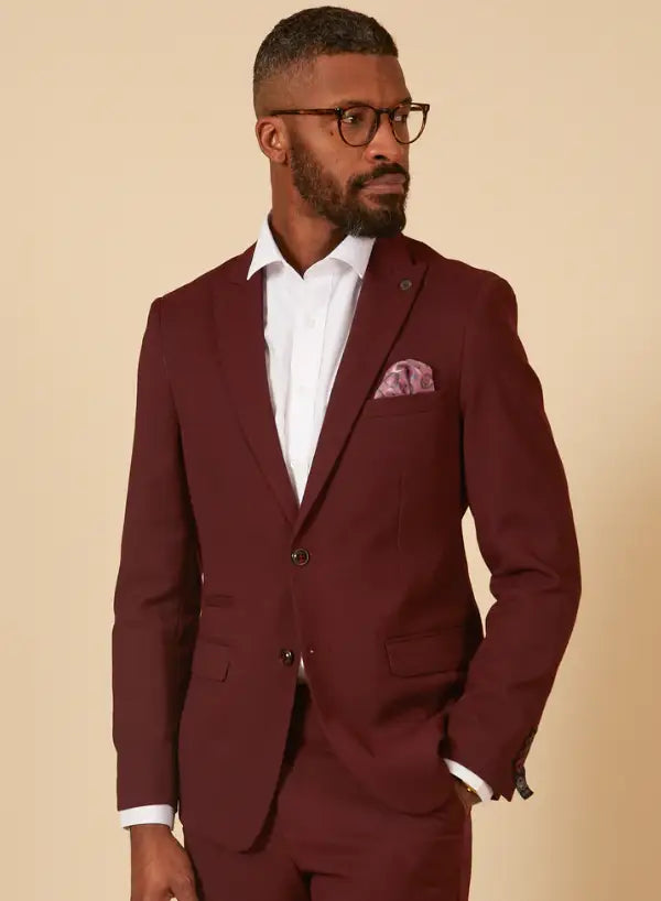 2-piece Wine Red Men's Suit - Marc Darcy Max Wine 2pc