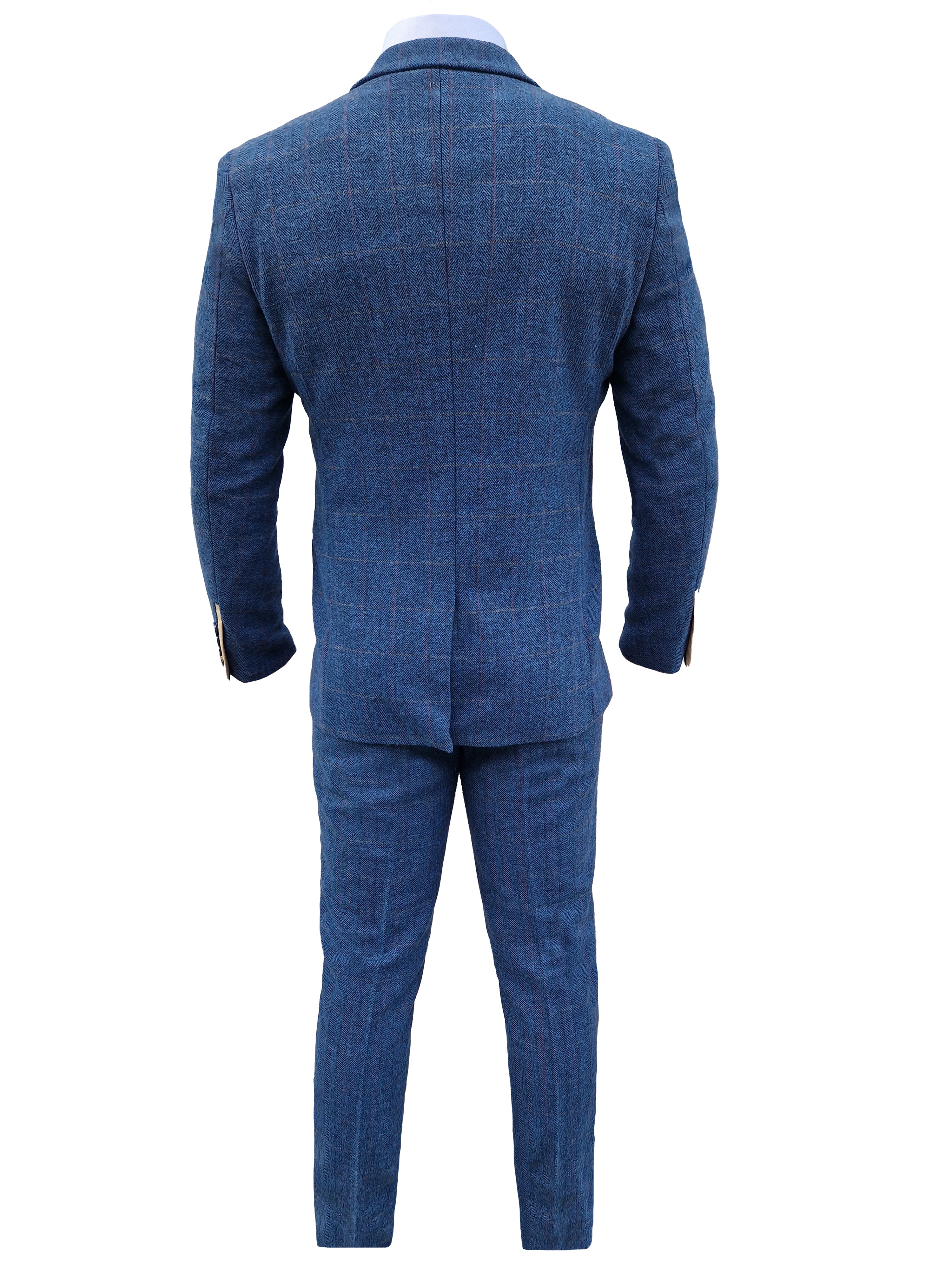 Men's Three-Piece Suit Dion Blue Herringbone