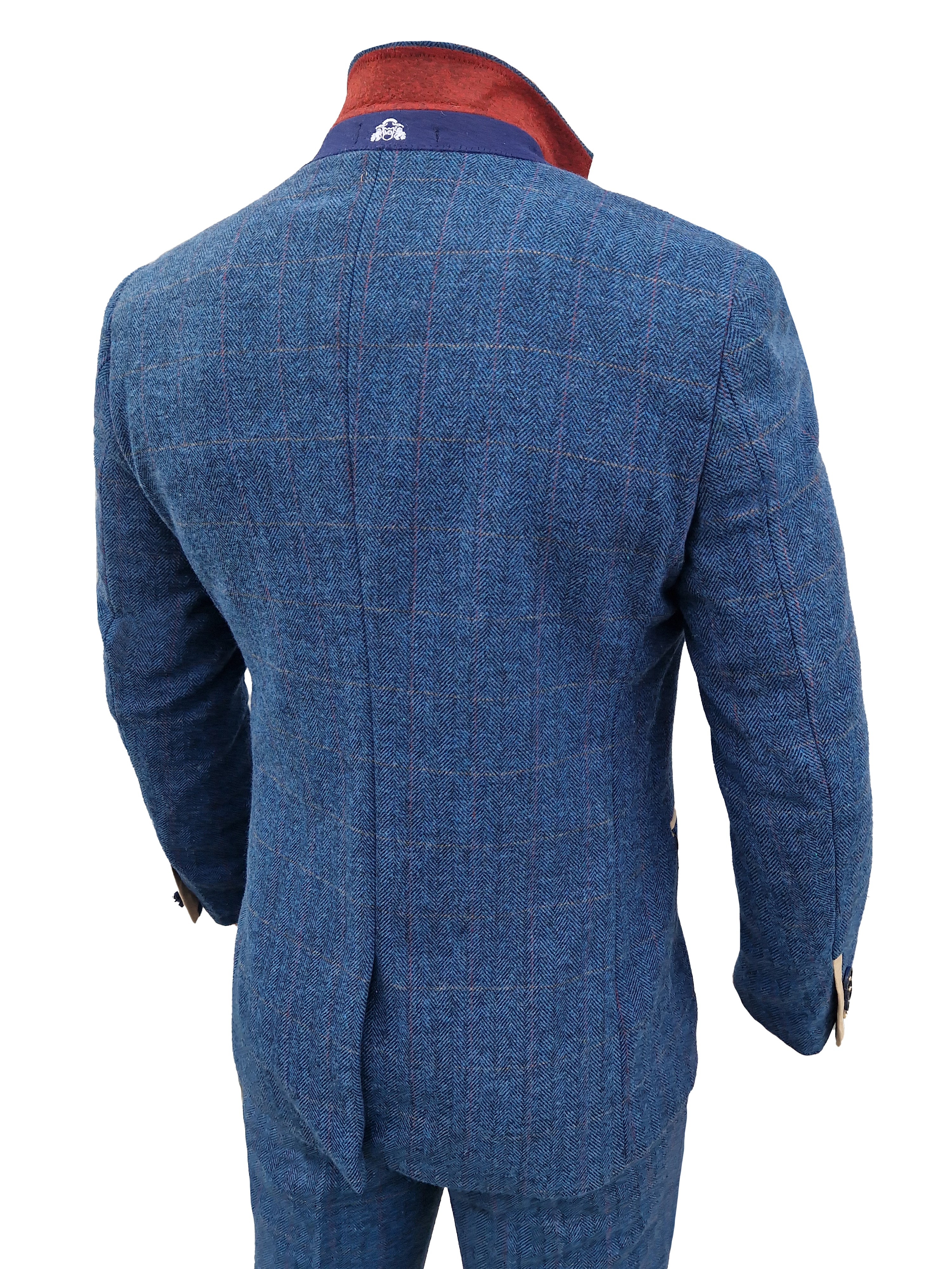 Men's Three-Piece Suit Dion Blue Herringbone