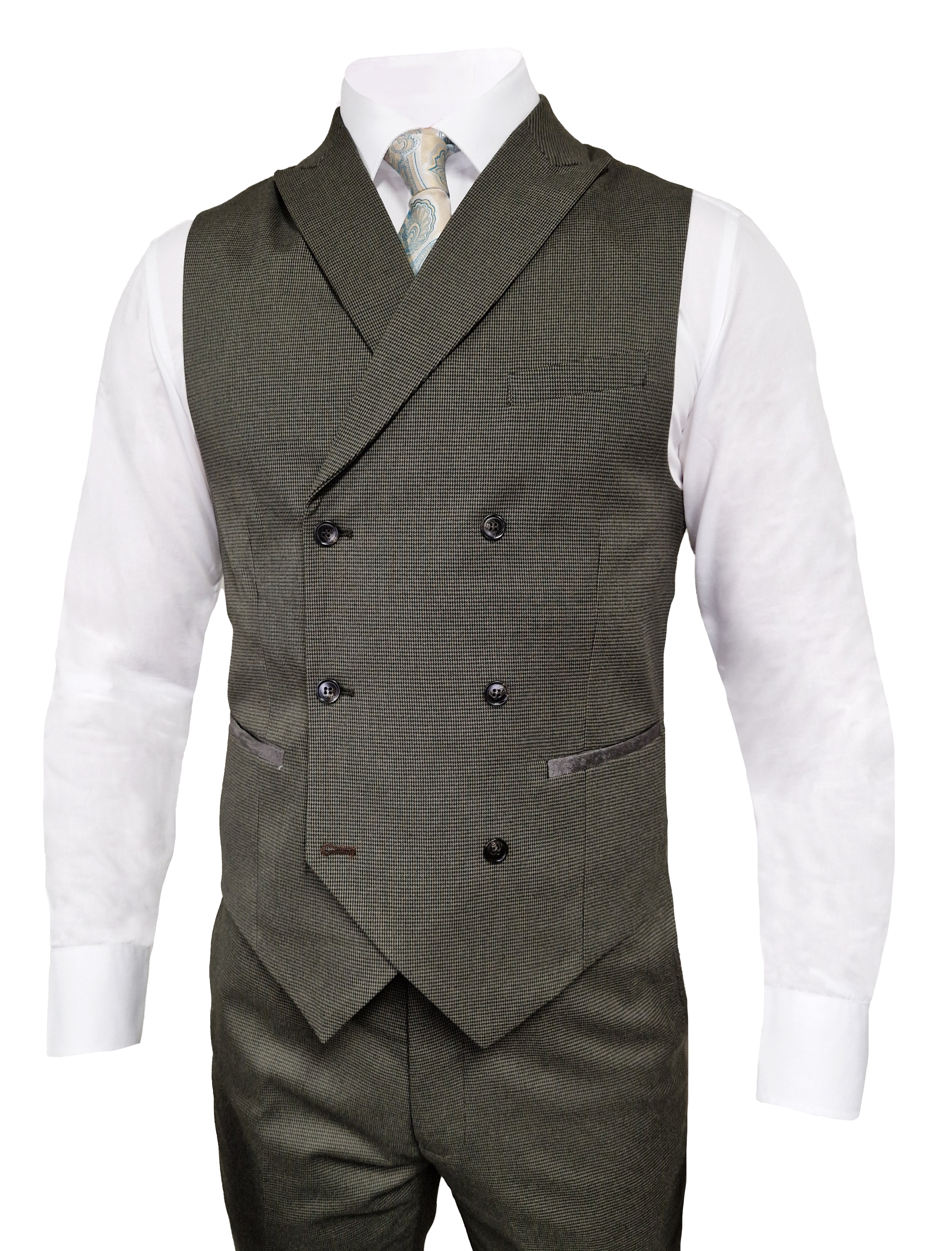 TAVERNY Salute - Three-Piece Men's Suit Army Green