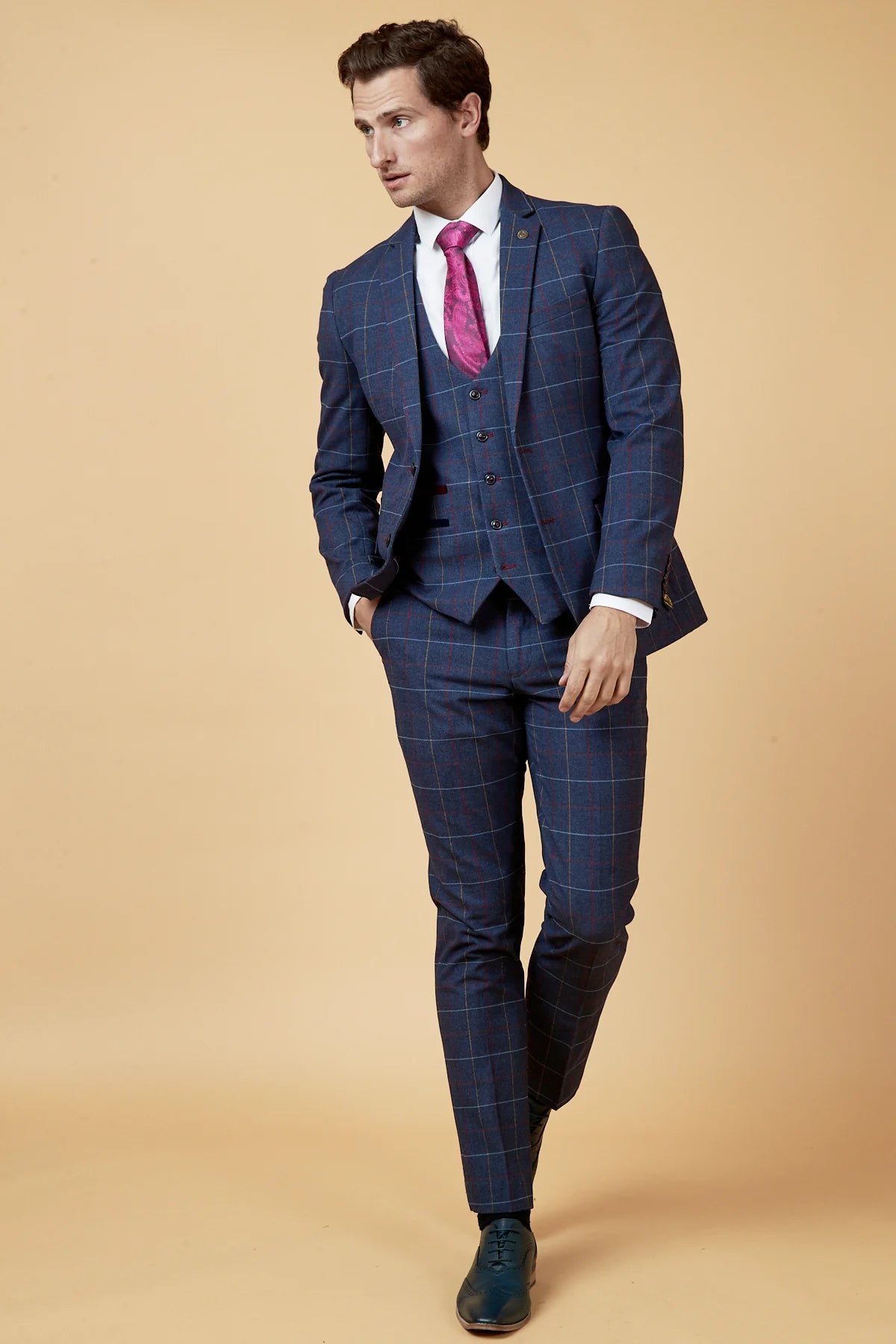 Blue Check Suit - Marc Darcy Drake Navy