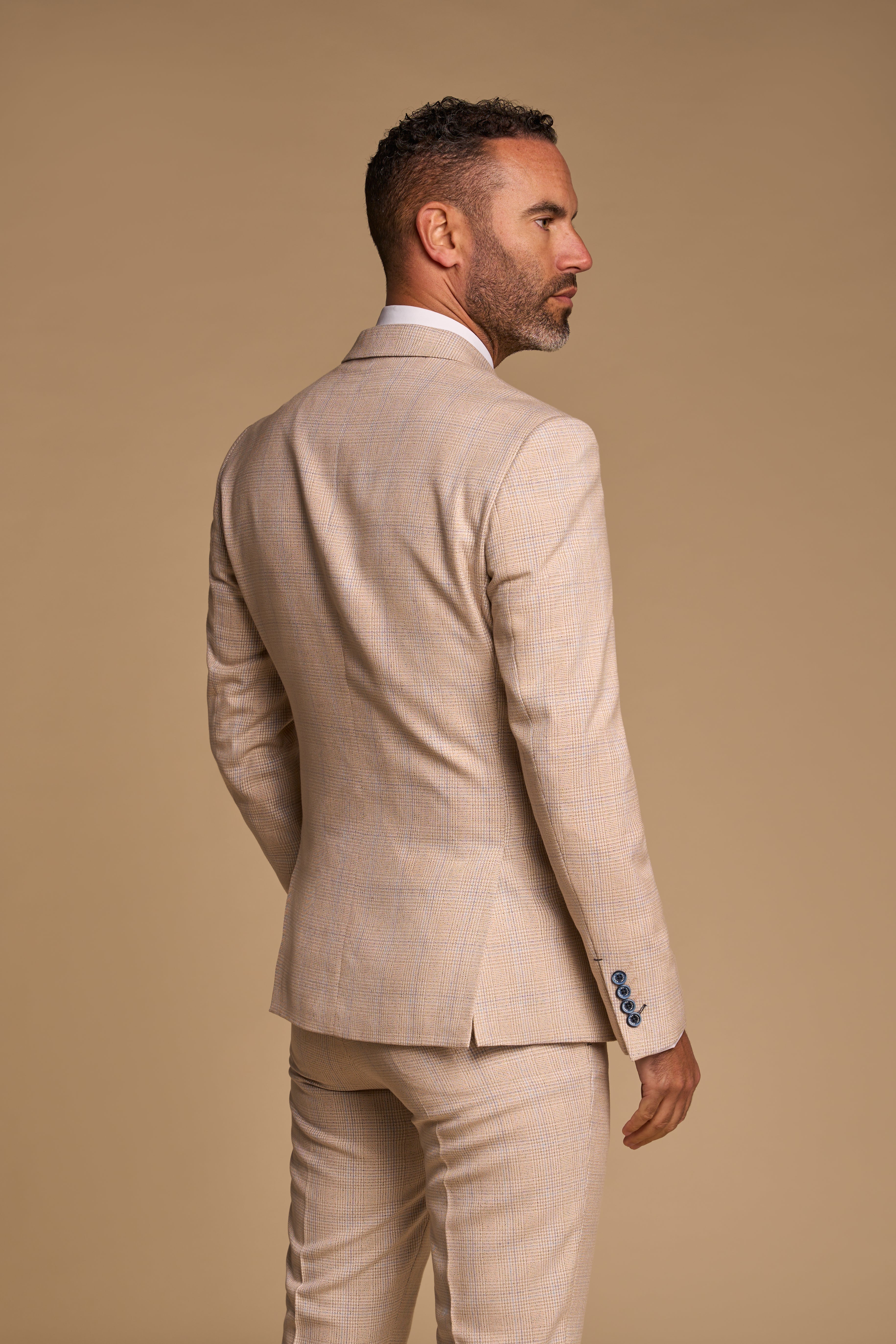 2-Piece Suit - Double Breasted Beige Men's Suit - Cavani Caridi Beige DB