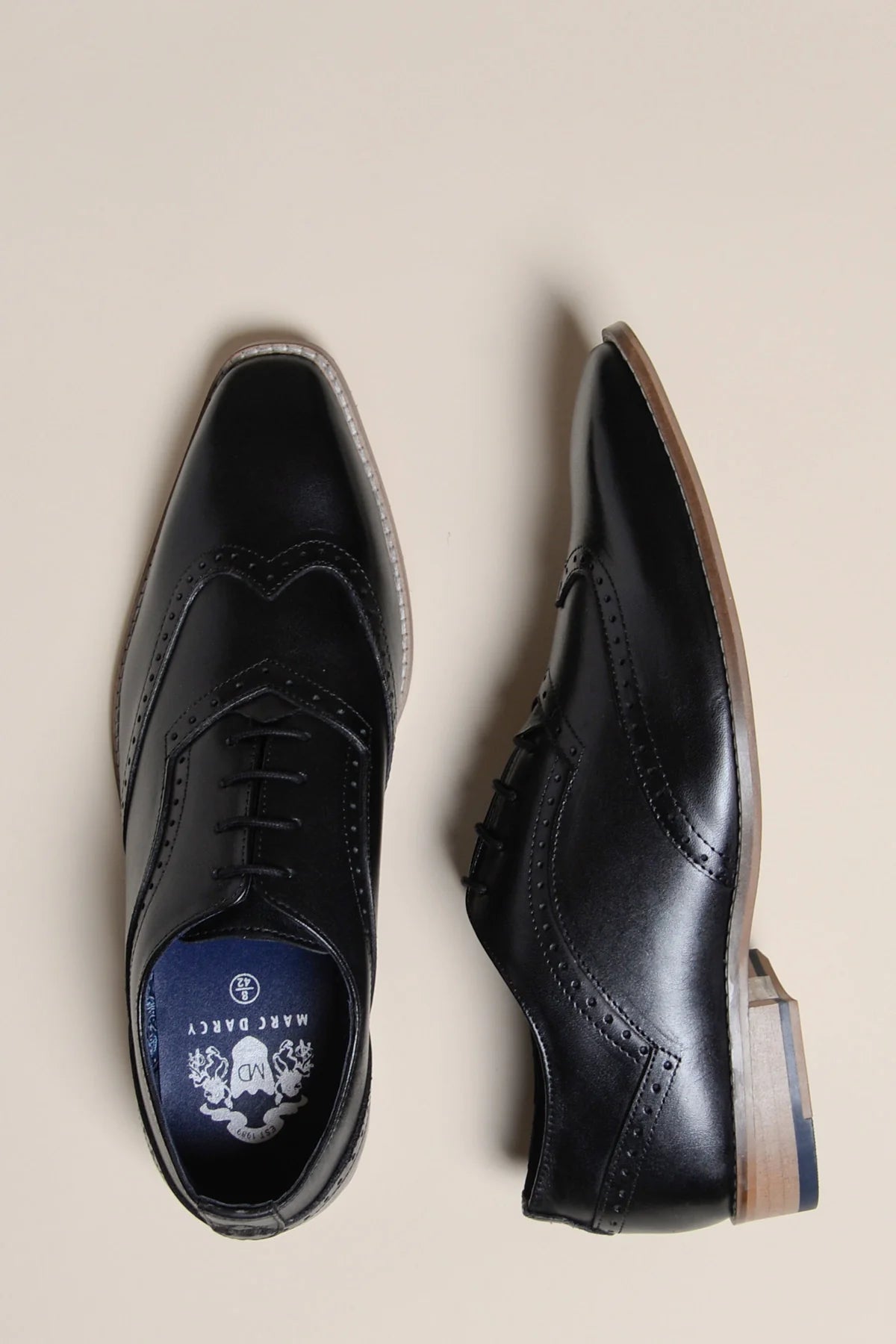 Black leather shoes, Marc Darcy Dawson - Wingtip brogue