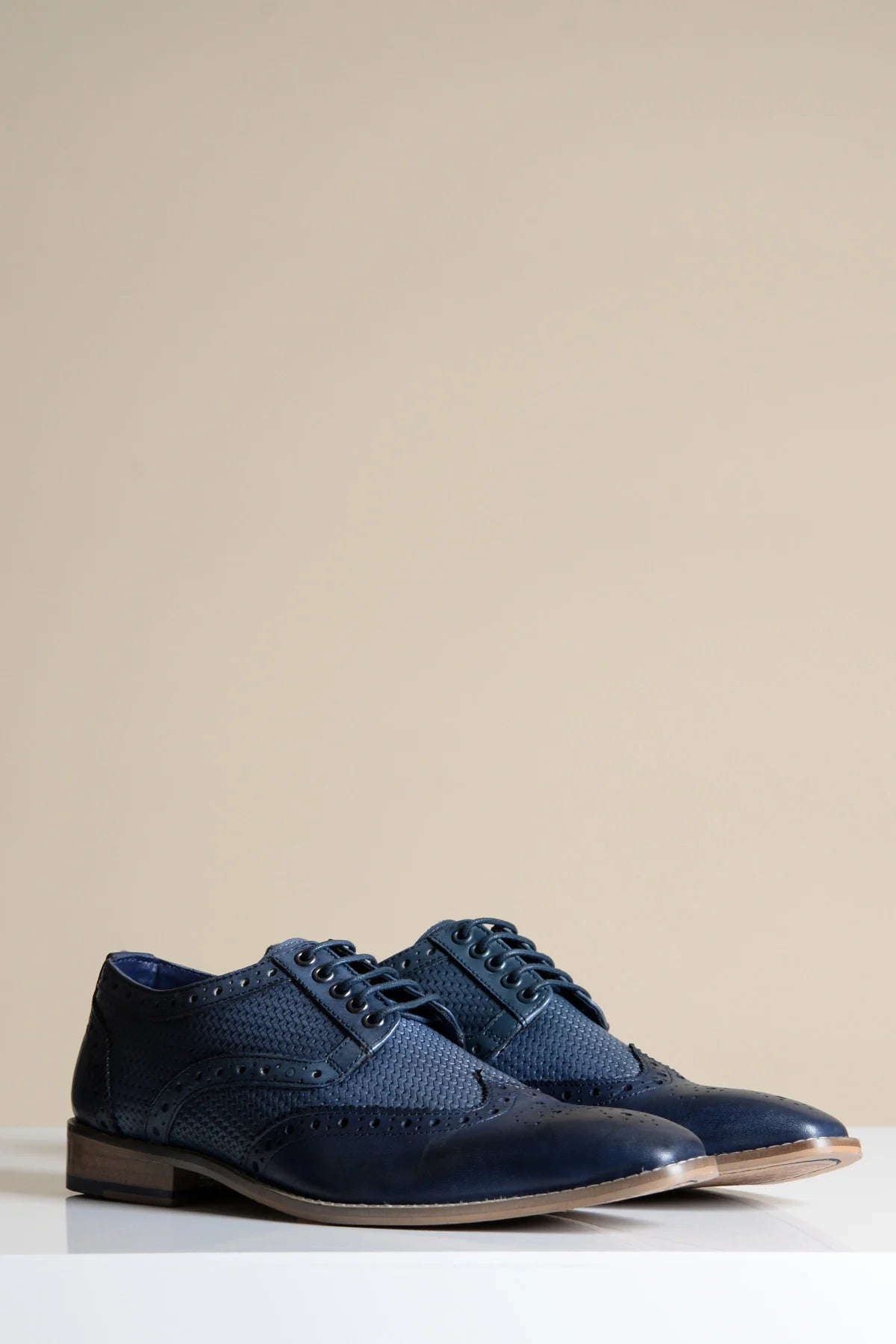 Navy leather shoes, Marc Darcy Brandon - Wingtip brogue