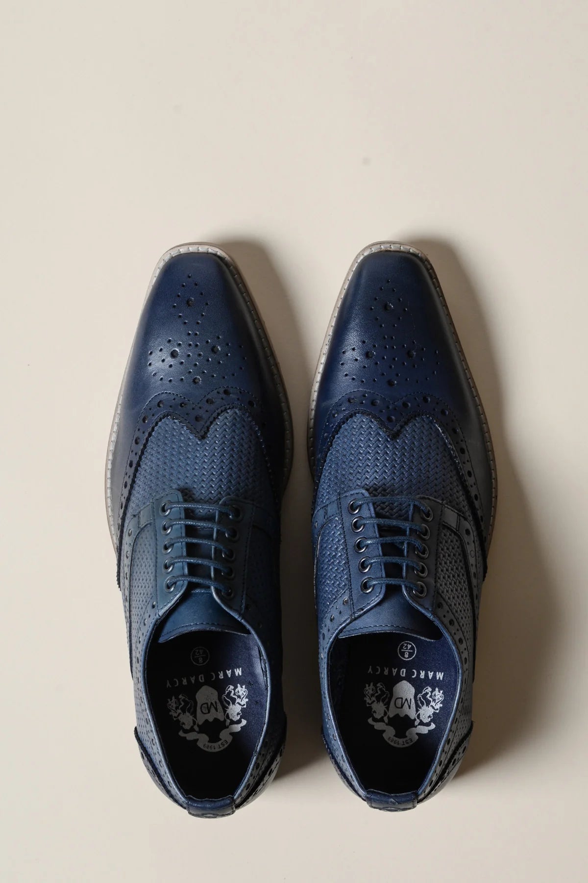 Navy leather shoes, Marc Darcy Brandon - Wingtip brogue