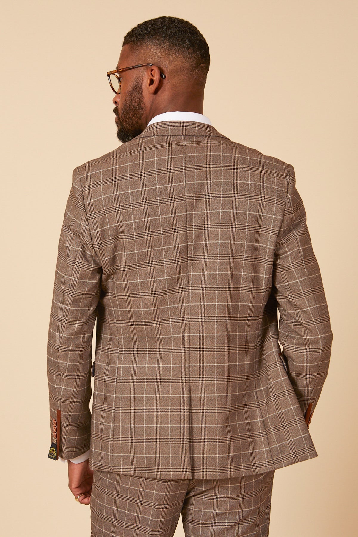 3 - Piece Suit - Beige Men’s Checkered Suit - Marc – Garrison Suits