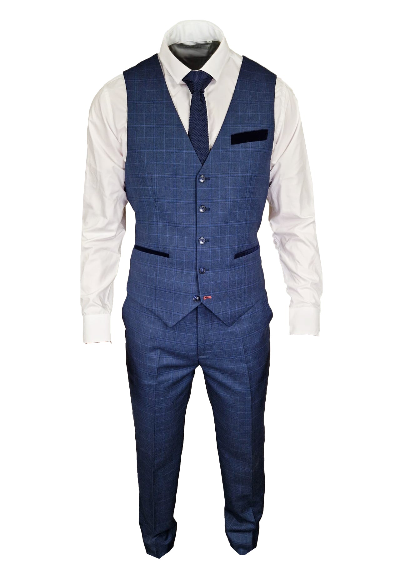 TAVERNY Corporal - Three-Piece Suit Check Navy