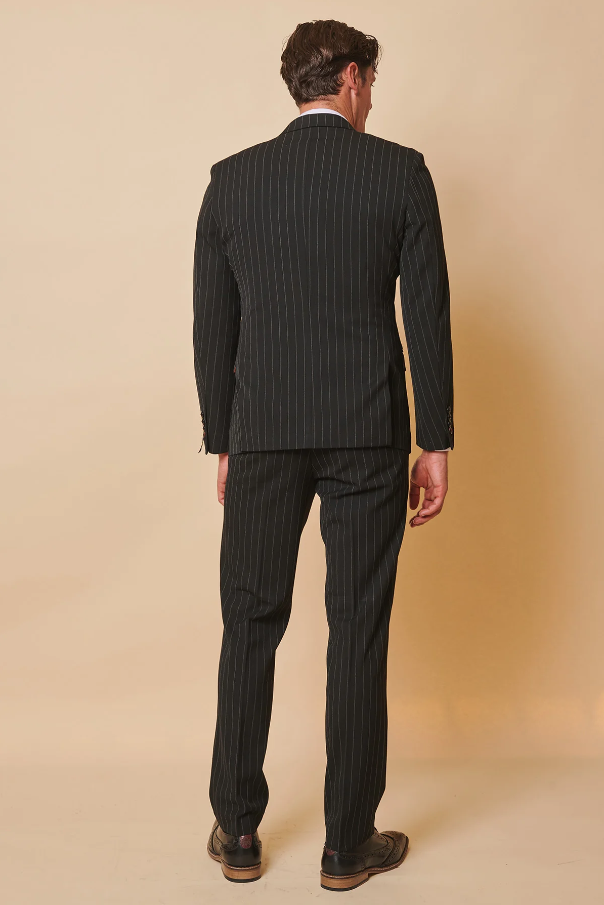 Double Breasted - Black Striped Men's Suit - Marc Darcy Rocco Black