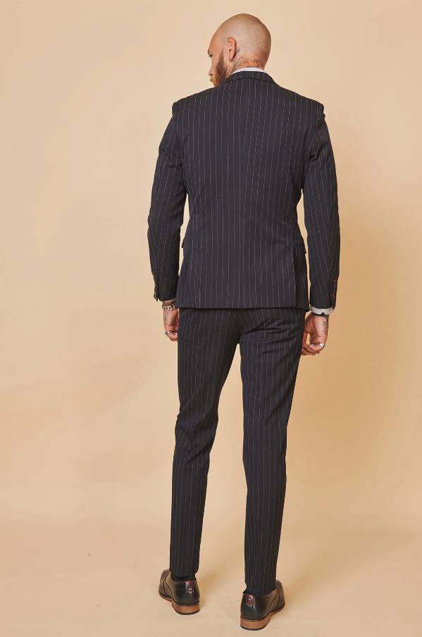 Double Breasted - Navy Striped Suit for Men - Marc Darcy Rocco Navy