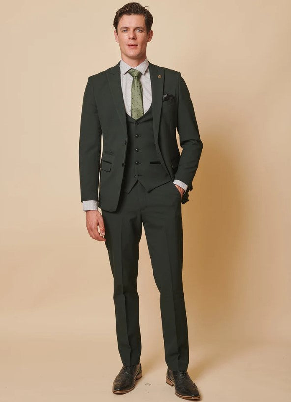 Three-Piece Men's Suit- Marc Darcy Bromley Olive Green suit