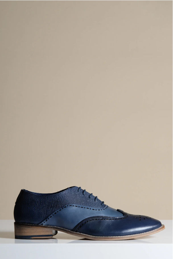 Navy leather shoes, Marc Darcy Ryan - Wingtip brogue