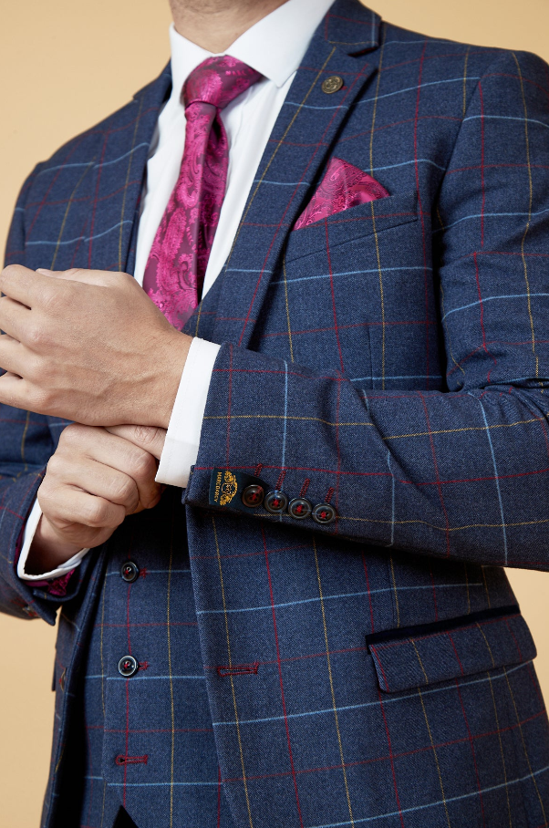 Blue Check Suit - Marc Darcy Drake Navy