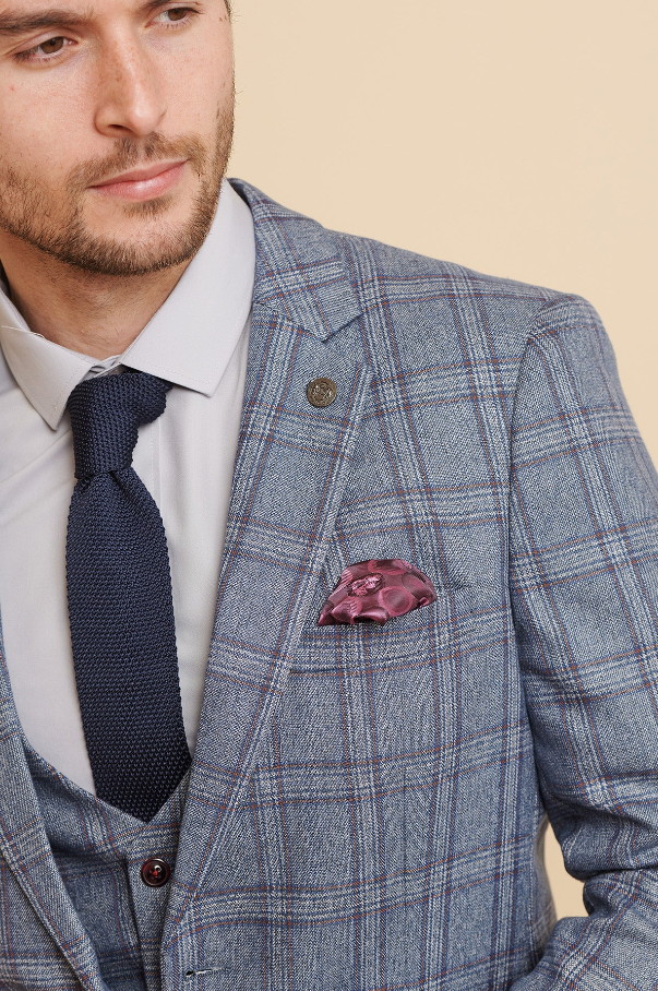 Blue Suit with Check Pattern - Abbott Blue Tweed Check