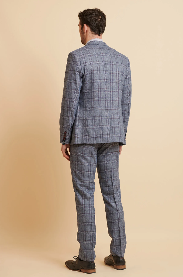 Blue Suit with Check Pattern - Abbott Blue Tweed Check