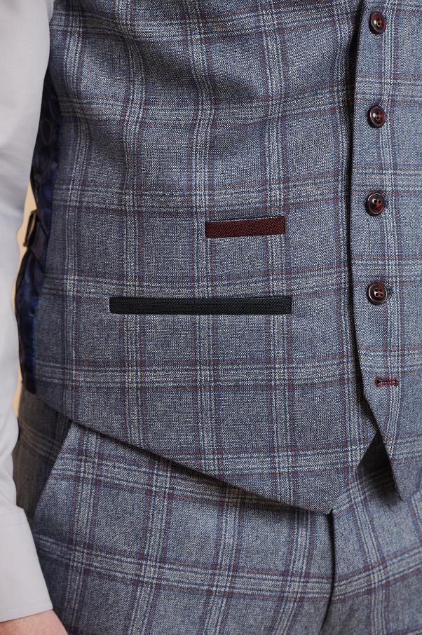 Blue Suit with Check Pattern - Abbott Blue Tweed Check