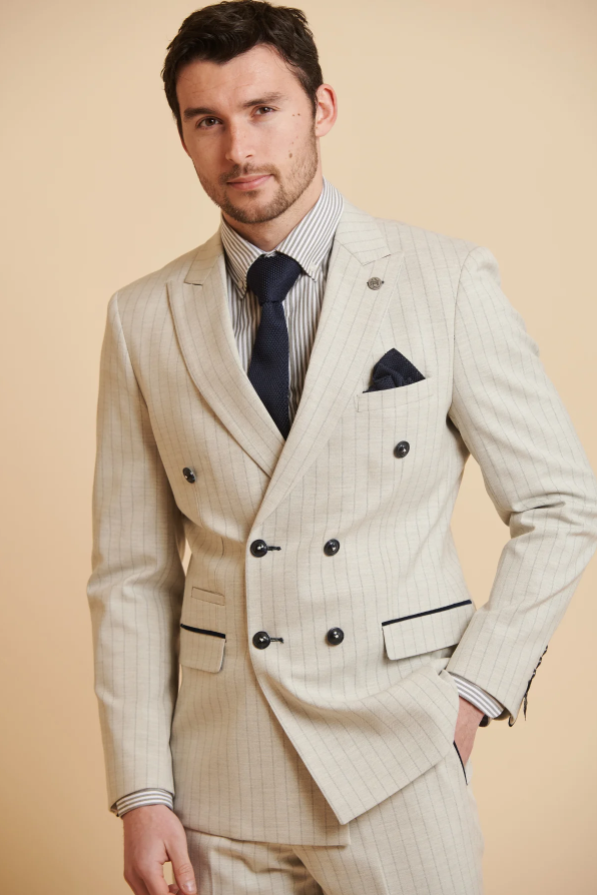Ben Marc Donnies Dresses Mens Suits Double Breasted Stone Pinstripe Men's Suit Marc Darcy Grant Ben Marc Donnies Dresses Mens Suits Double Breasted Stone Pinstripe Men's Suit Marc Darcy Grant