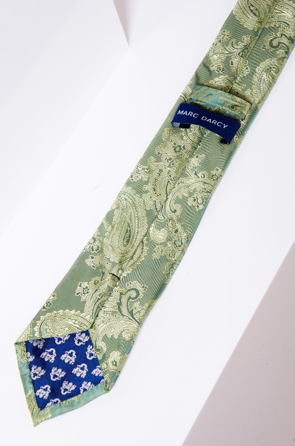 Marc Darcy Gentlemens set Green Paisley tie & pocket square