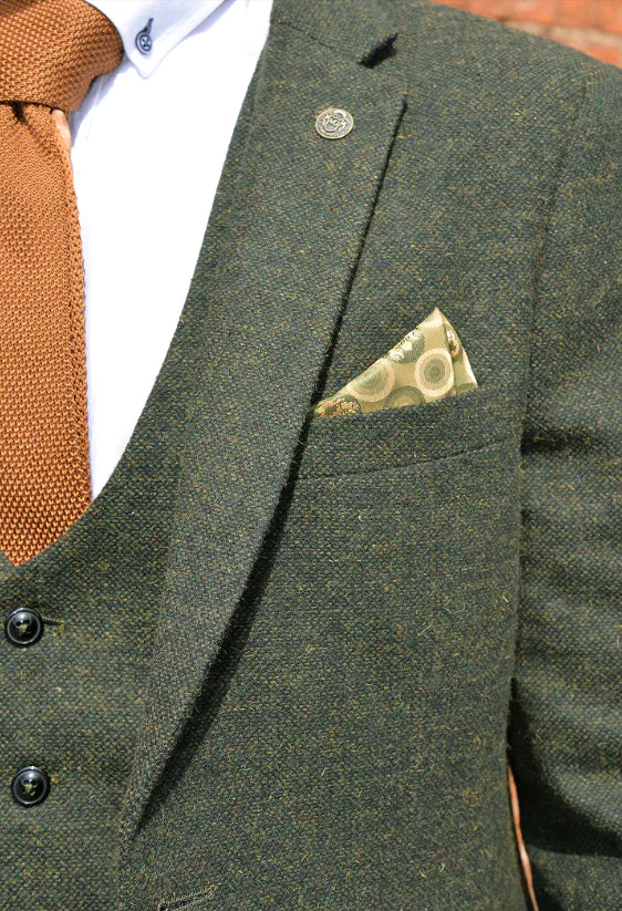 3-piece Men's Suit Tweed Marlow Olive - Marc Darcy