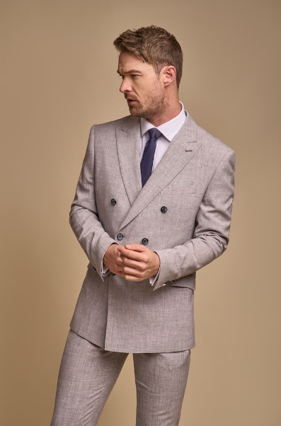 2-Piece Suit - Double Breasted Grey Men's Suit - Cavani Tokyo Grey Suit 2pc