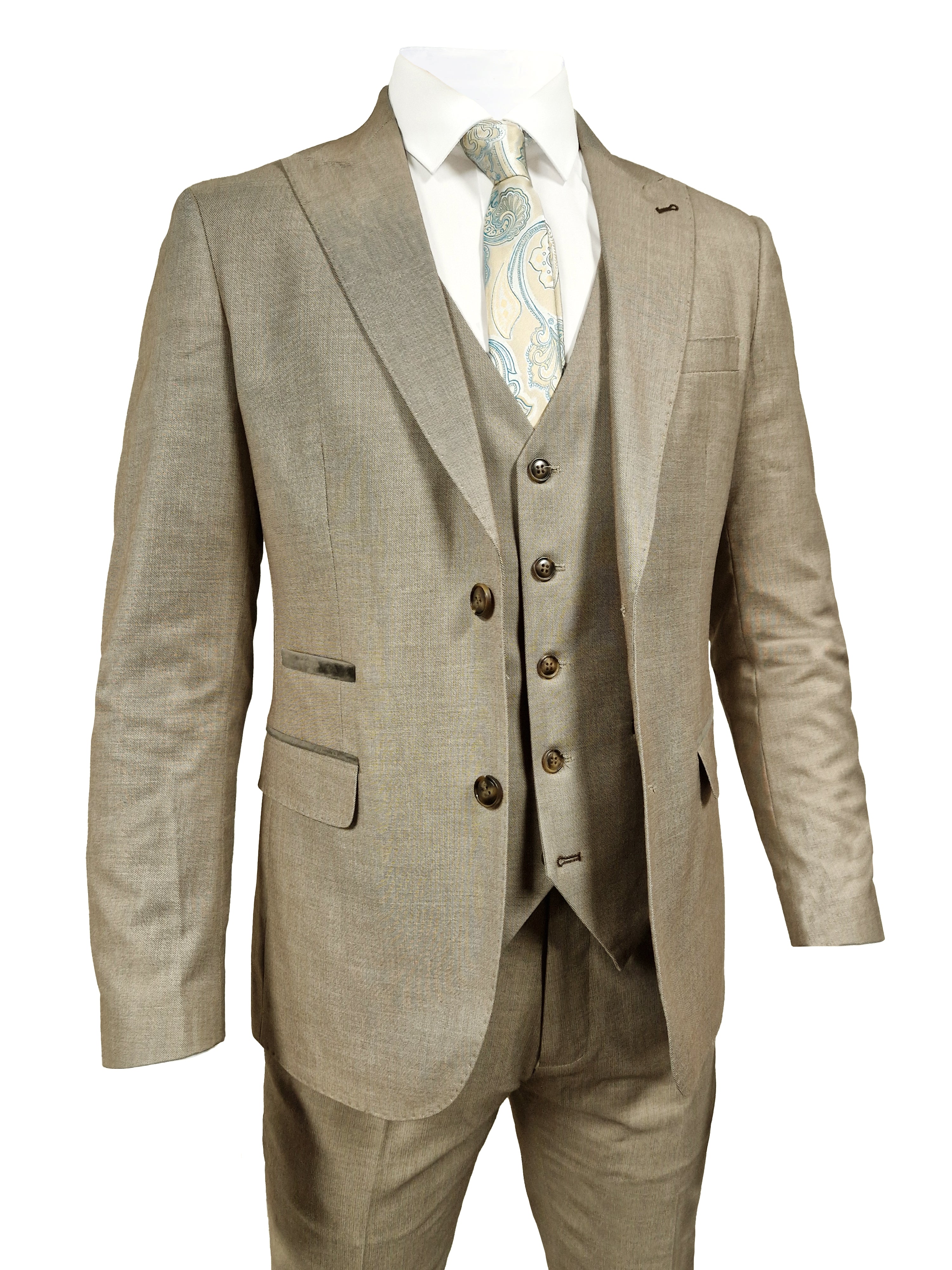 TAVERNY Major - Three-piece Men's Suit Beige