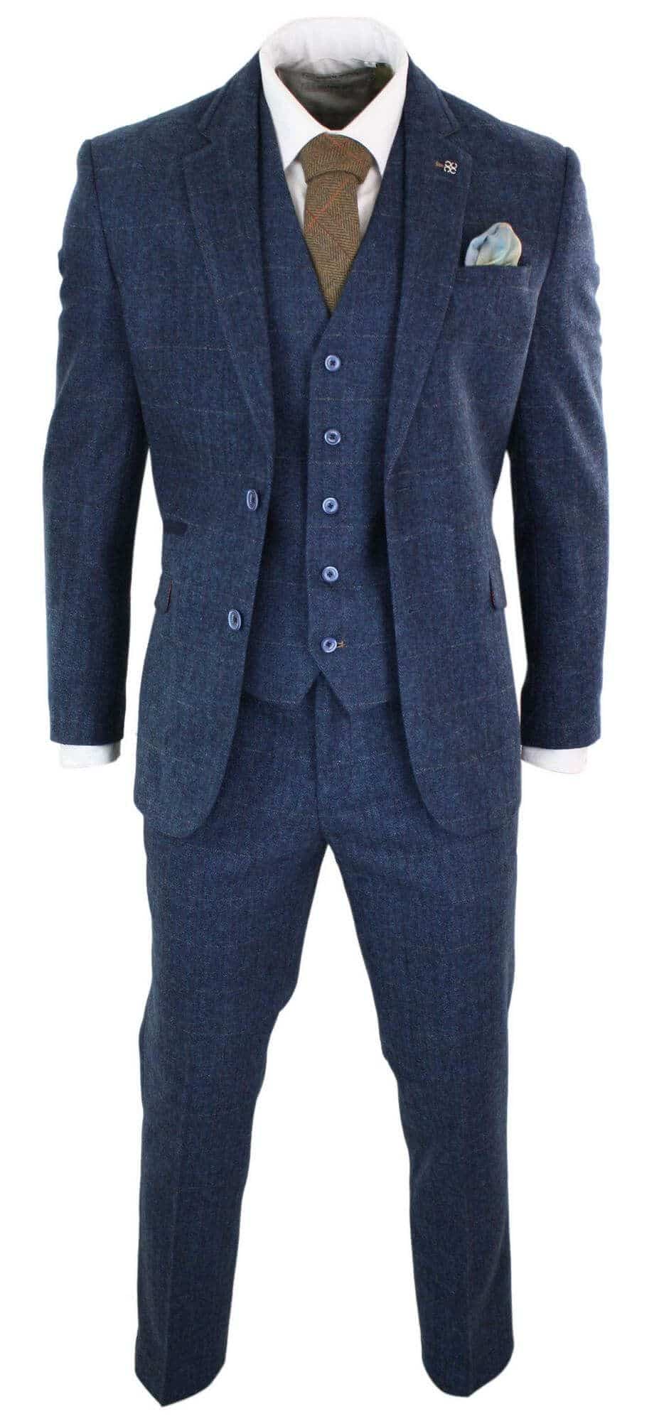 Cavani Three-Piece Suit Peaky Blinders Style - Carnegi Navy Tweed