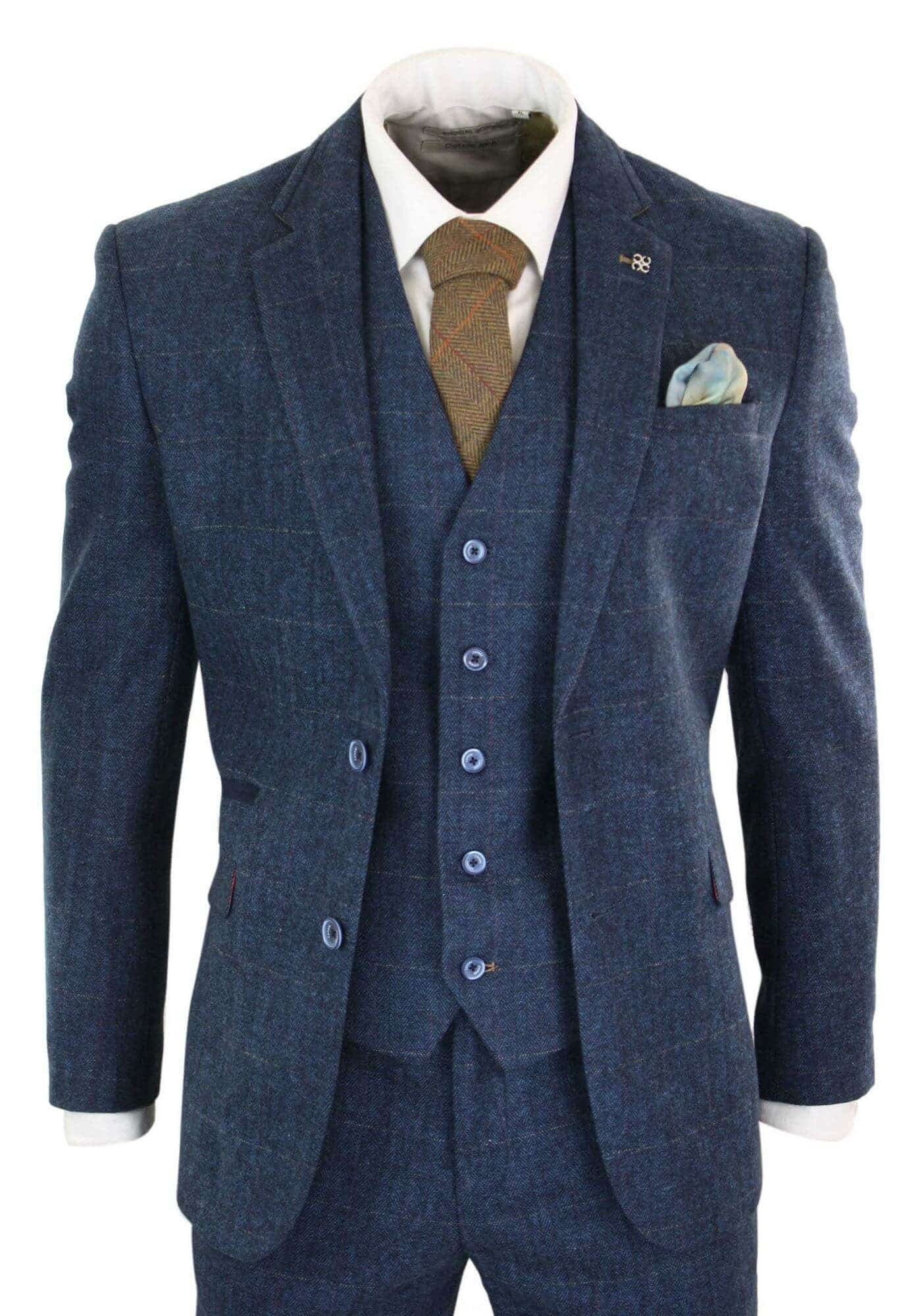 Cavani Three-Piece Suit Peaky Blinders Style - Carnegi Navy Tweed