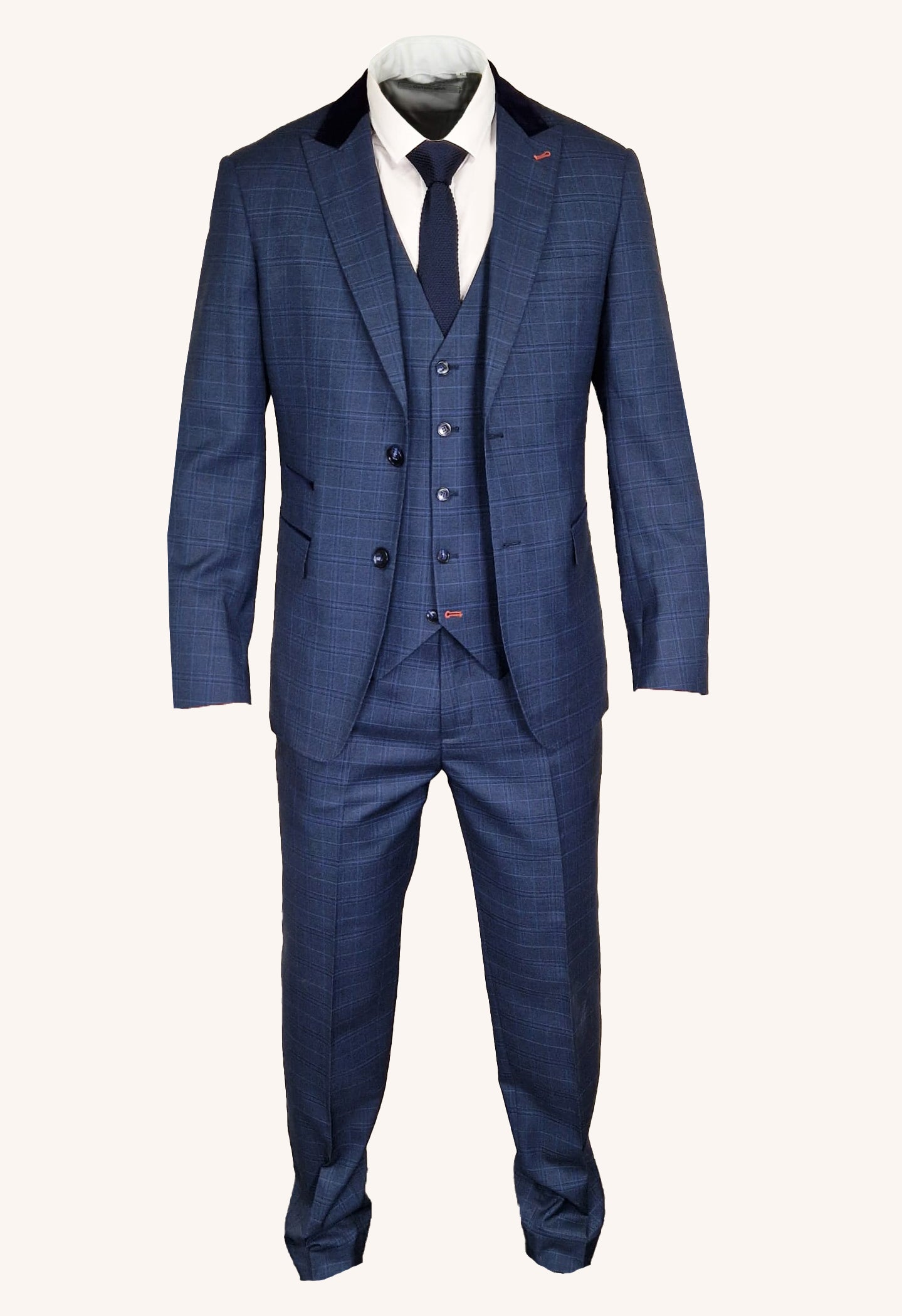 TAVERNY Corporal - Three-Piece Suit Check Navy