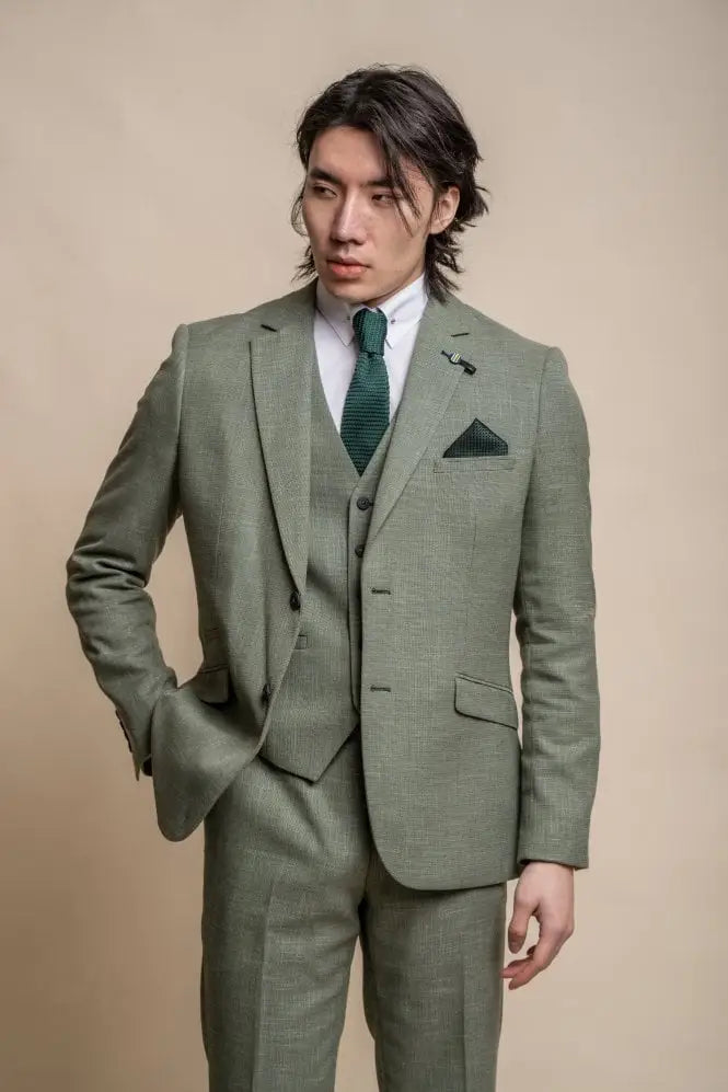 Three-Piece Cavani Sage Slim Fit Suit 4