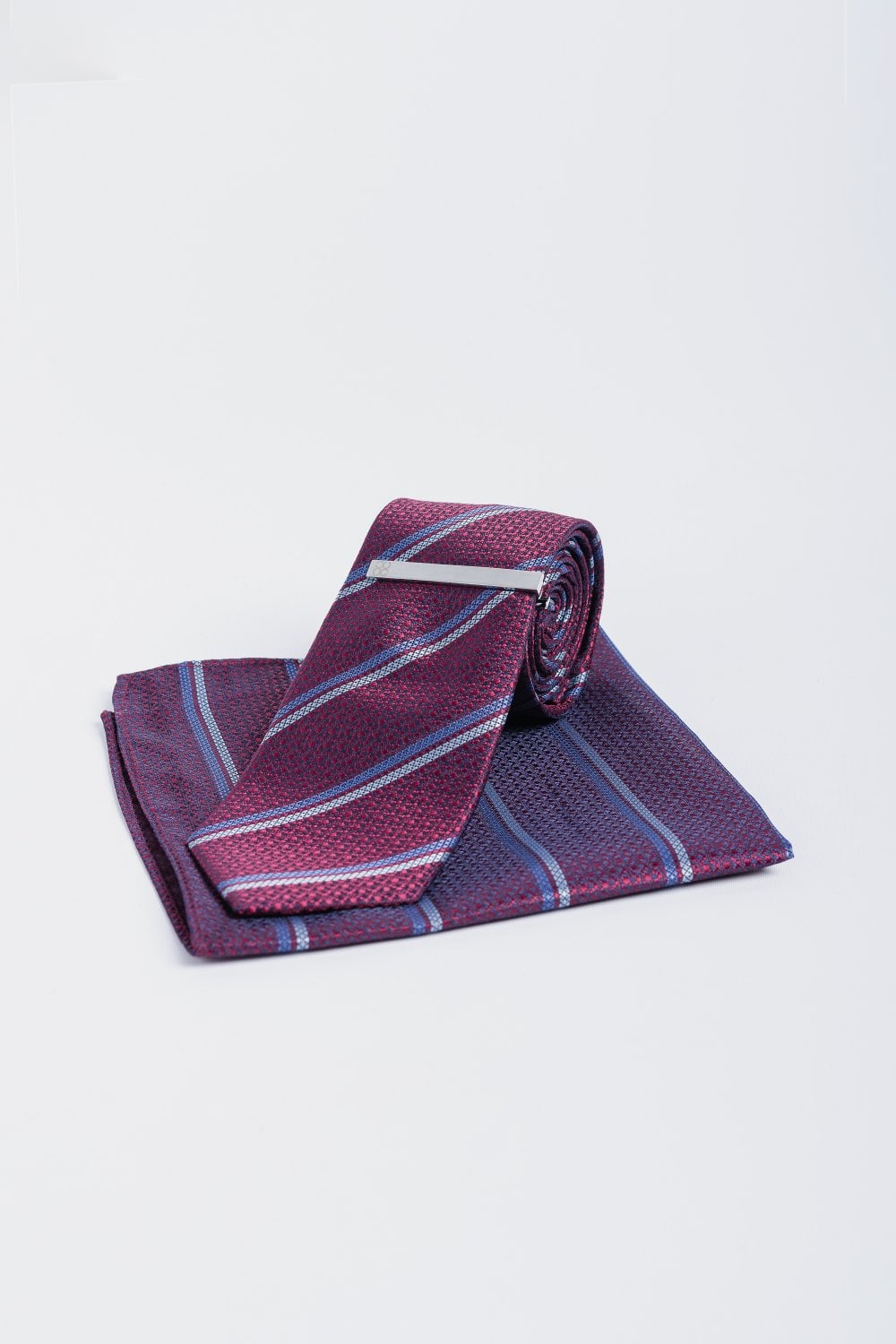 Cavani - Wine Striped Tie Set