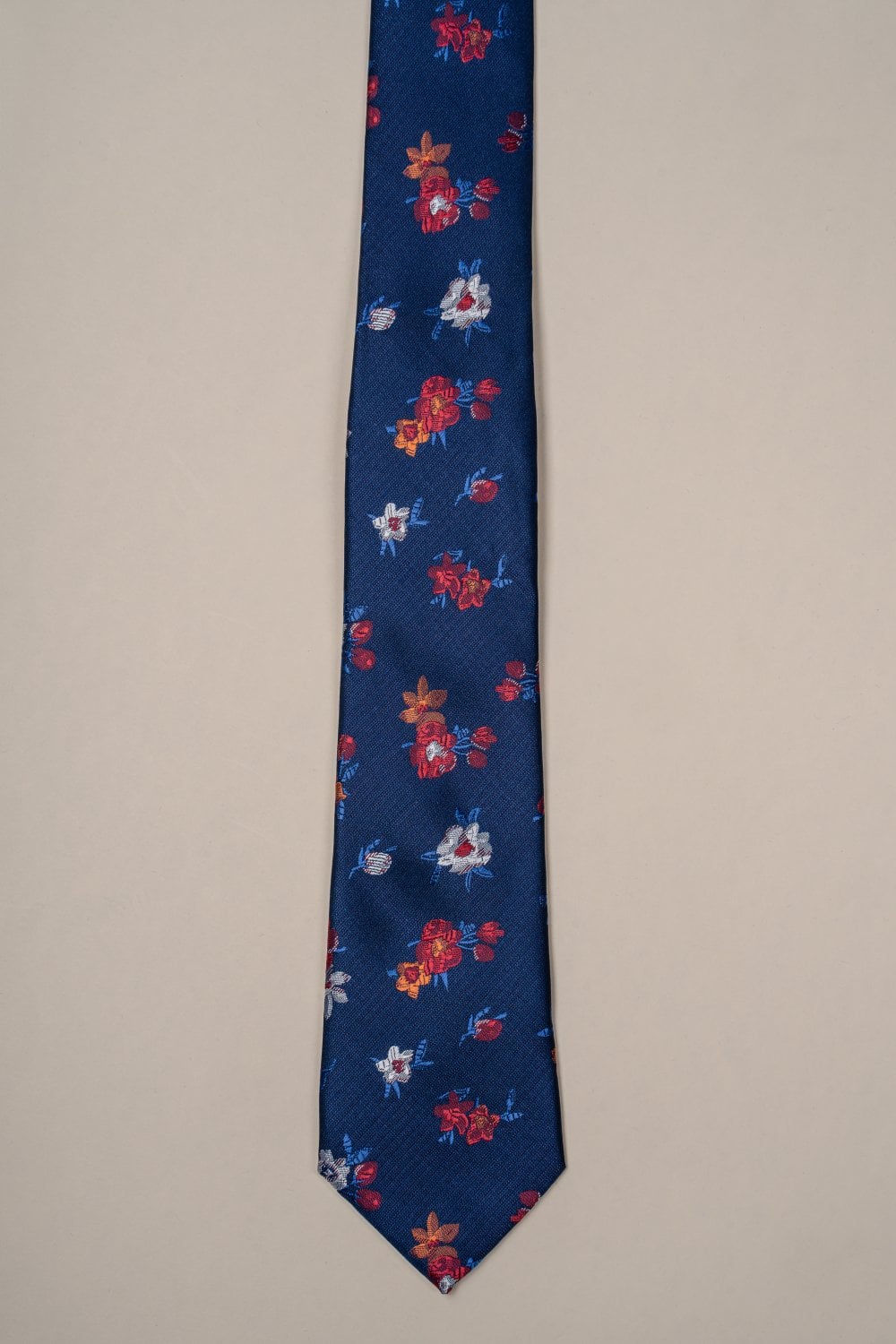 Cavani - Navy - Floral Red Tie Set