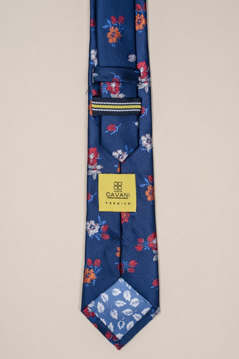 Cavani - Navy - Floral Red Tie Set