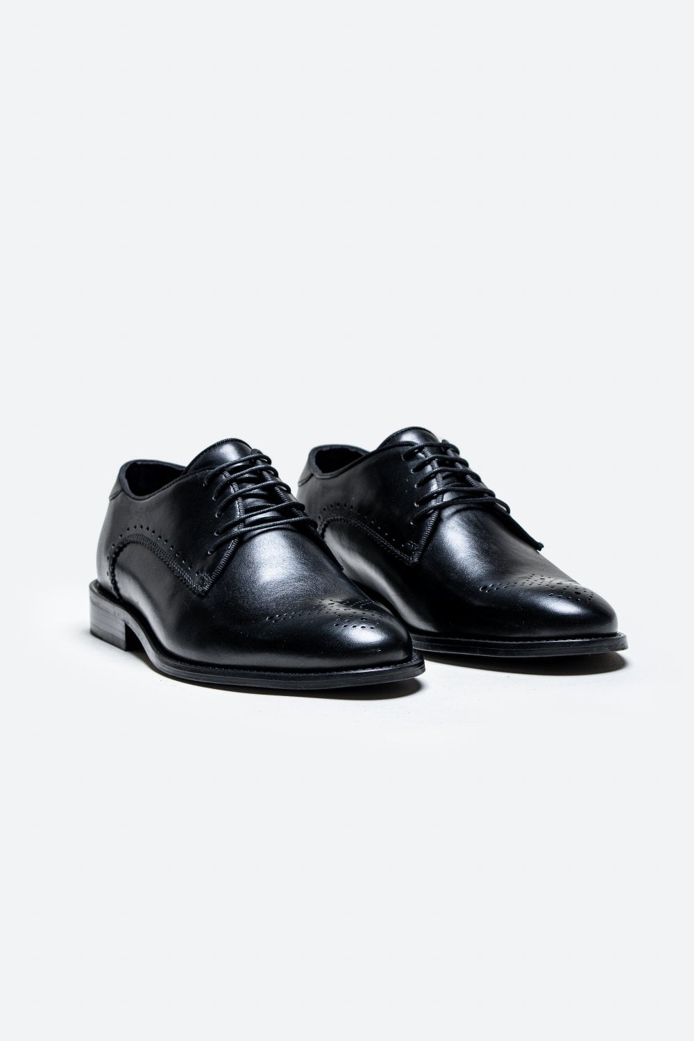 Cavani Madrid Shoes Black - Wingtip Brogue