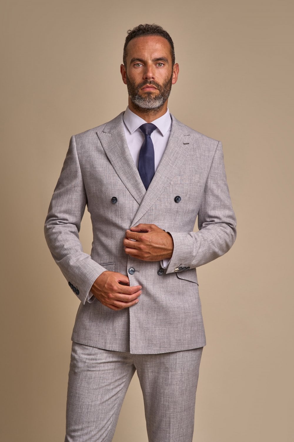 2-Piece Suit - Double Breasted Grey Men's Suit - Cavani Tokyo Grey Suit 2pc