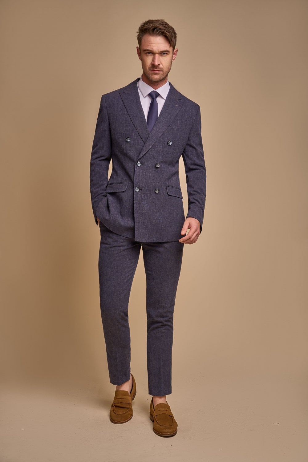 2-piece suit - double-breasted navy men's suit - Cavani Tokyo navy suit 2pc