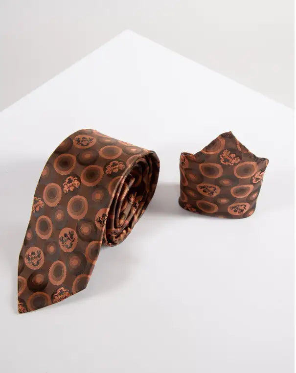 Gentlemens Bubbles Orange Necktie with Pocket Square | Marc Darcy