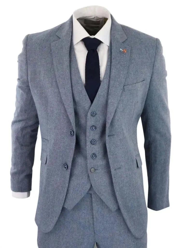 3-Piece Men's Suit Light Blue - Cavani Wells