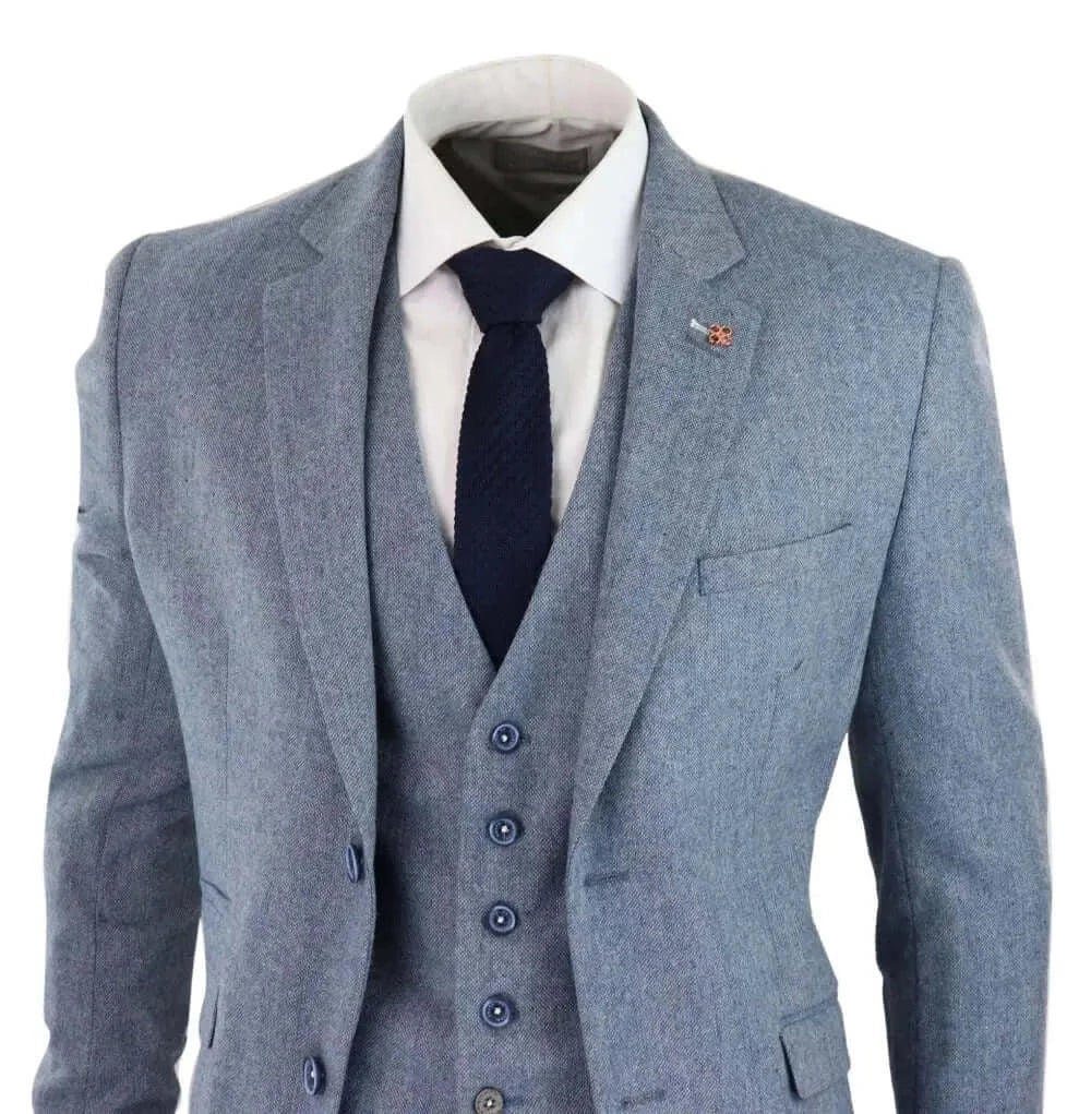 3-Piece Men's Suit Light Blue - Cavani Wells