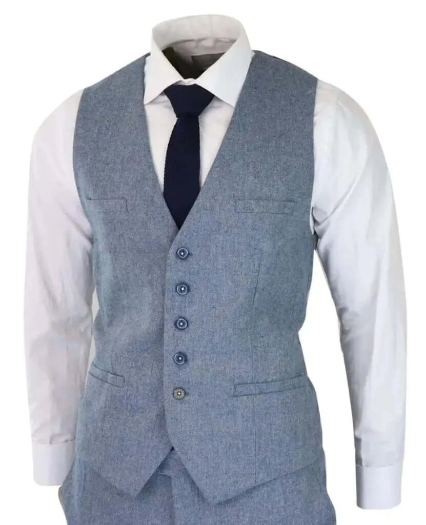 3-Piece Men's Suit Light Blue - Cavani Wells