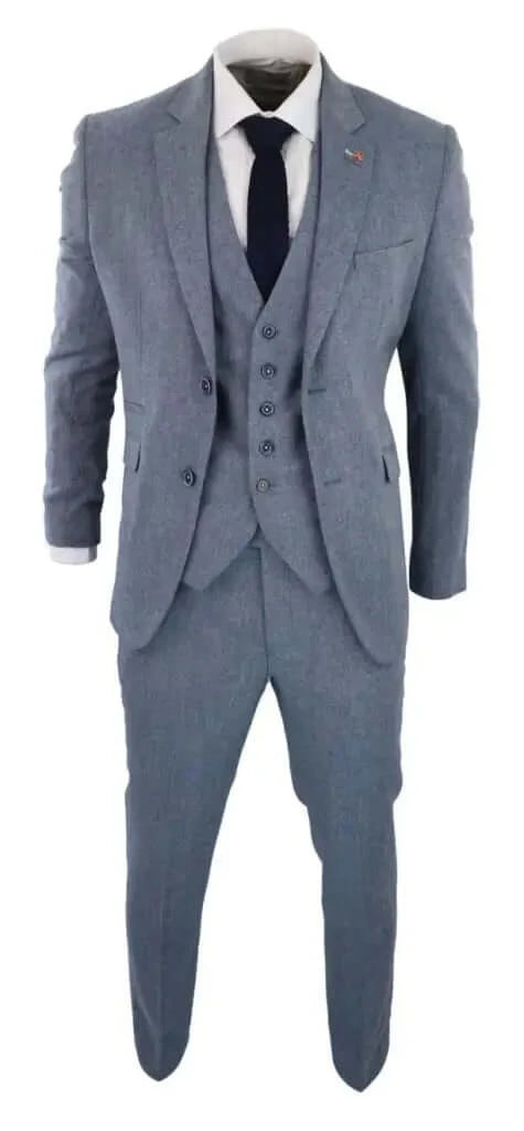 3-Piece Men's Suit Light Blue - Cavani Wells