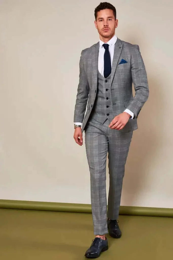 3-Piece Suit Check Jerry Grey