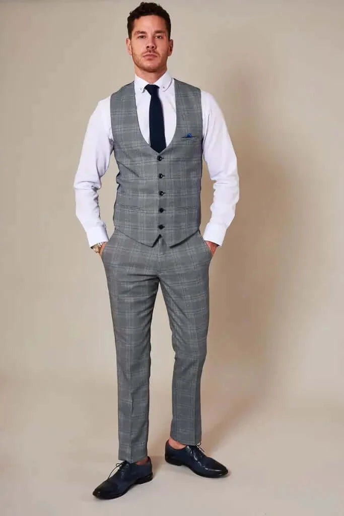 3-Piece Suit Check Jerry Grey