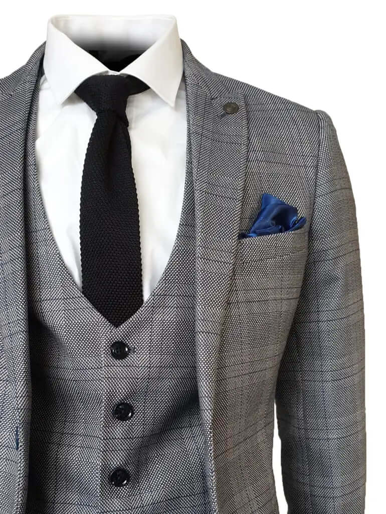 3-Piece Suit Check Jerry Grey