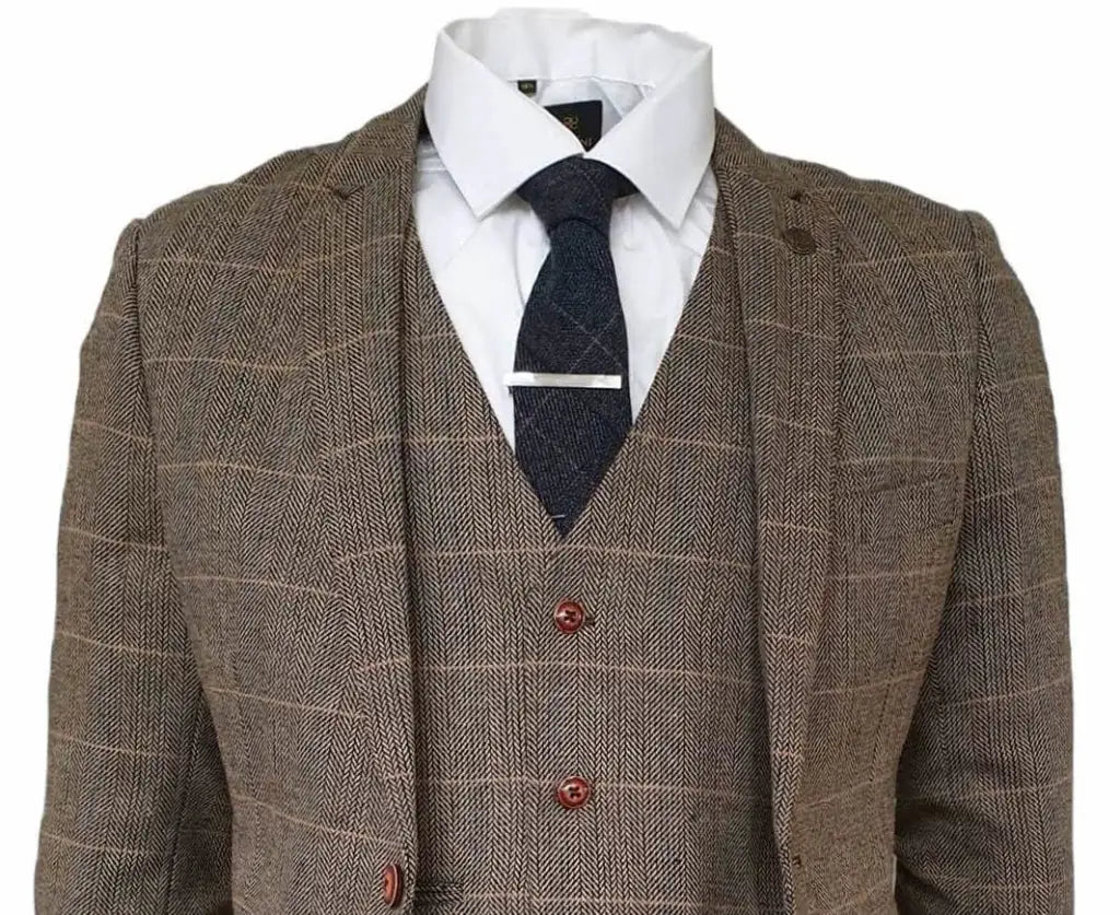 Peaky Blinders Outfit, 3-Piece Suit Peaky Blinders, Herringbone Brown Classic