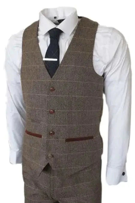 Peaky Blinders Outfit, 3-Piece Suit Peaky Blinders, Herringbone Brown Classic