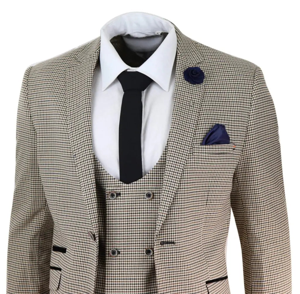 Three-Piece Men's Suit Cavani Elwood Houndstooth